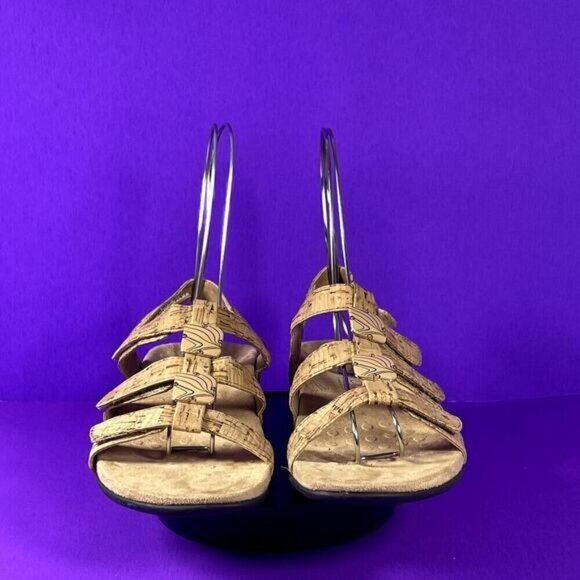 Vionic Gold Cork Amber Adjustable Strap Orthotic Arch Support Sandal Shoe Size 7 - Picture 2 of 8